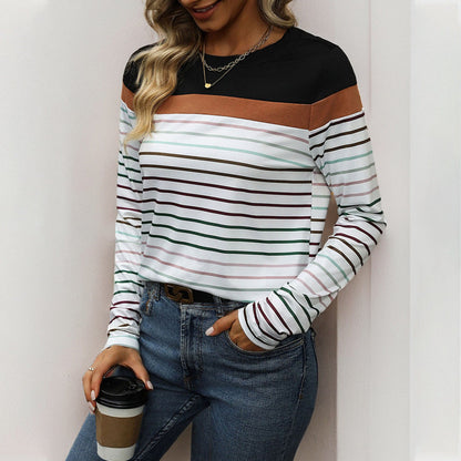Damen Langarmshirt Streifenmuster Baumwolle Eveloria