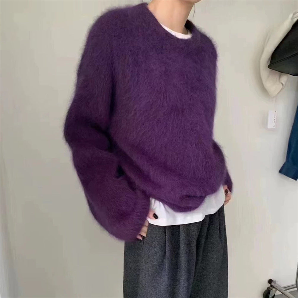 Damen Oversized Pullover Mohair-Wolle Flauschig Beige Eveloria