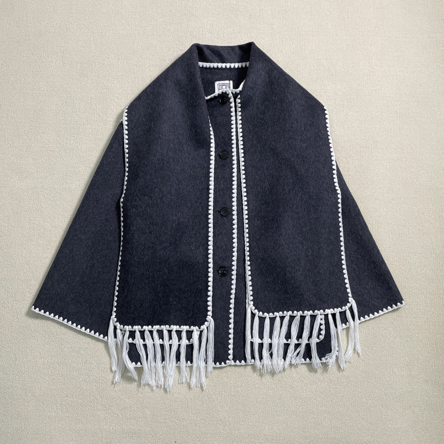 Damen Poncho aus Wolle Elegant Vielseitig Eveloria