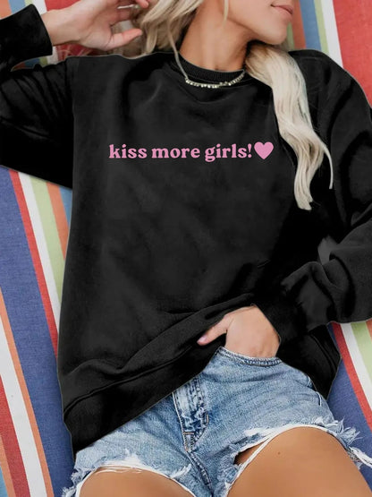 Damen Sweatshirt Lässig Mit Schriftzug Grau