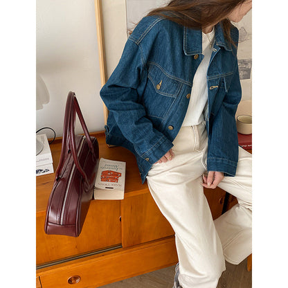 Damen Oversized Denimjacke Lässig Blau Eveloria - Eveloria