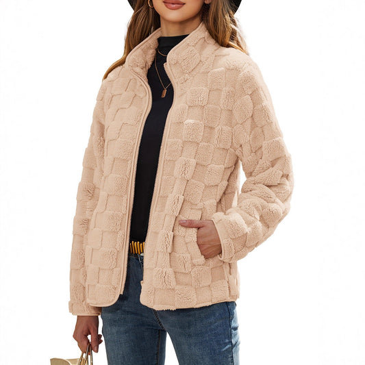 Damen Fleecejacke Strukturiert Eingrifftaschen Schwarz Eveloria - Eveloria