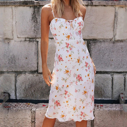 Damen Midikleid Figurnah Blumenmuster schmal Schnitt Raffung Eveloria
