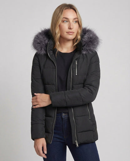 Damen Daunenjacke Fellkragen