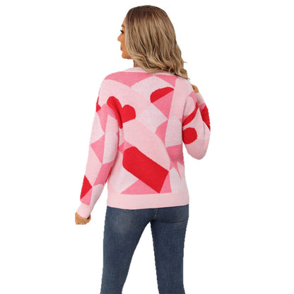 Damen Pullover Geometrisches Muster Eveloria