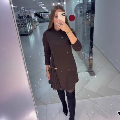 Damen Kleid Falten-Design Dekorativer Gurt