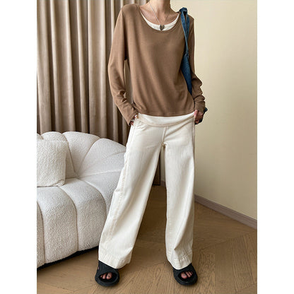 Damen Langarmshirt Weiter Halsausschnitt Eveloria
