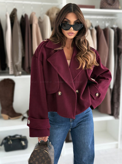 Damen Oversized Wolljacke Breites Revers Eveloria