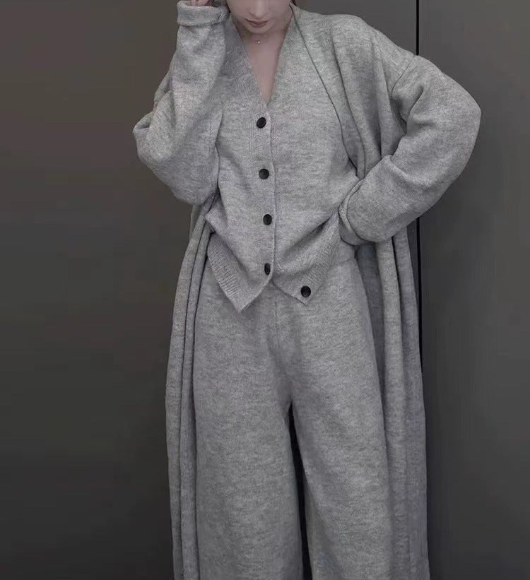 Damen Strickensemble Wärmender Cardigan Bequeme Hose