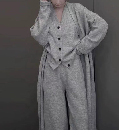 Damen Strickensemble Wärmender Cardigan Bequeme Hose