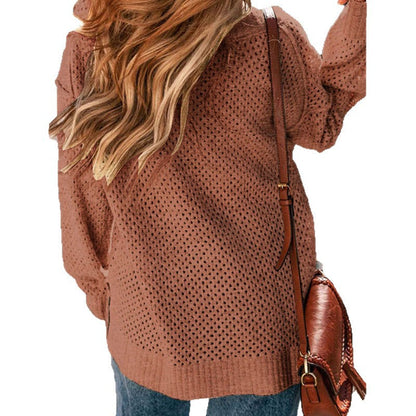 Damen Strickpullover Luftig Lochmuster Eveloria