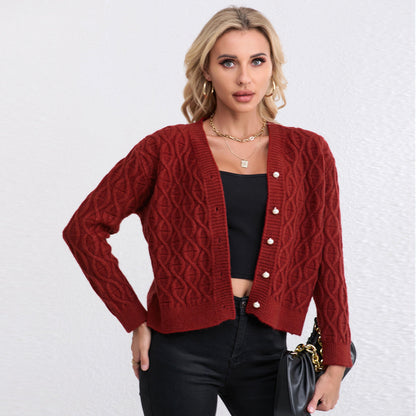 Damen Strickjacke Zopfmuster Weich Pastellfarben