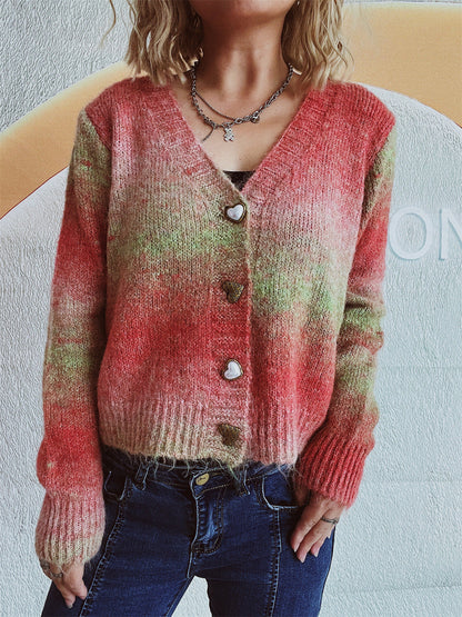 Damen Strickjacke Kuschelig Herzknöpfe Locker Eveloria