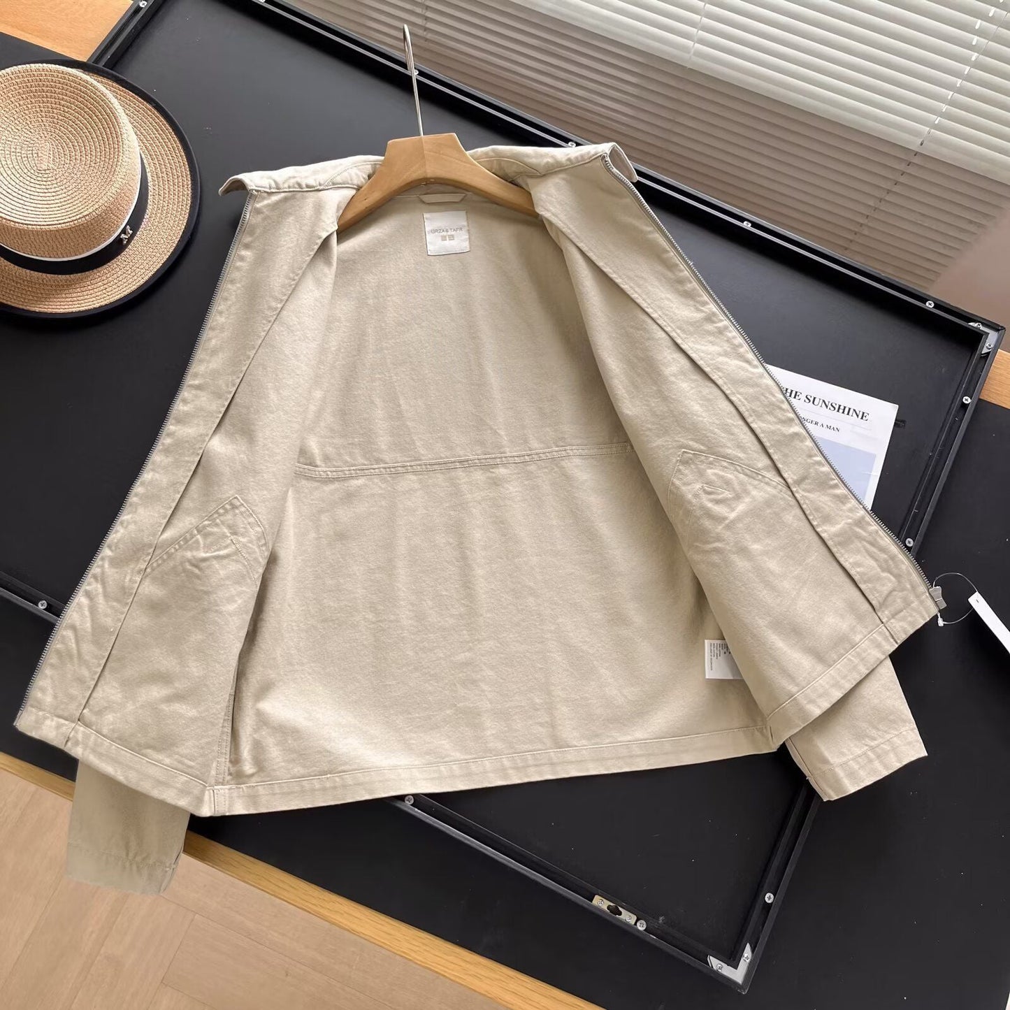 Damen Übergangsjacke Lässig Praktische Taschen Beige