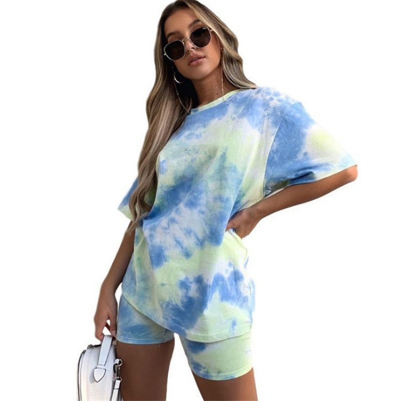 Damen Freizeitkleid Batikdesign Verkürzter Schnitt Eveloria