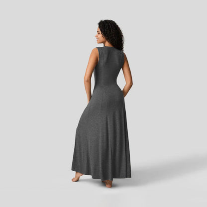 Damen Maxikleid Knopfleiste Figurfreundlich Eveloria