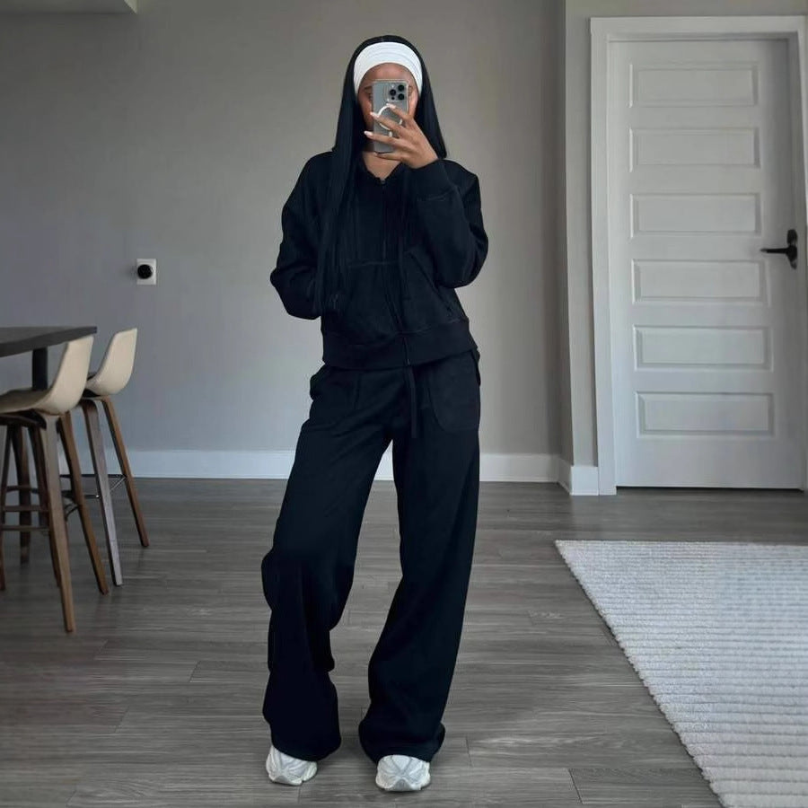 Damen Sportanzug Hoodie Weite Hosen Eveloria