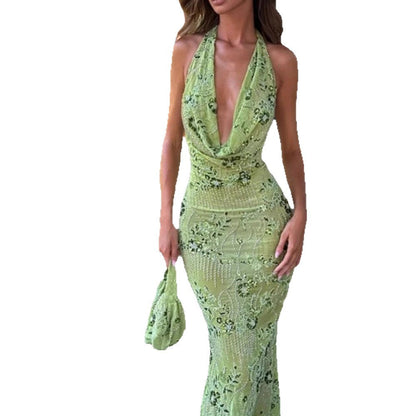 Damen Maxikleid Elegantes Design Florales Muster