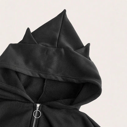 Damen Hoodie Cropped Mit Reißverschluss Voluminöse Ärmel