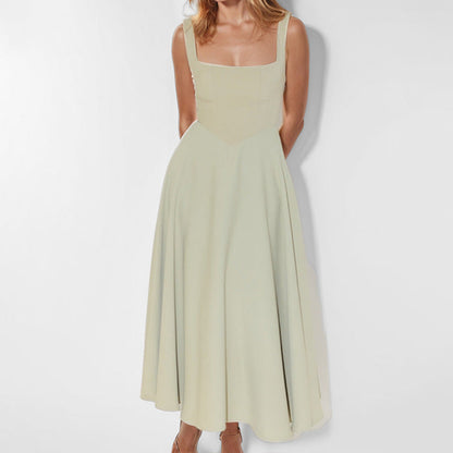 Damen Maxikleid Quadratischer Ausschnitt Fließender Rock Eveloria - Eveloria