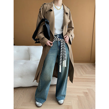 Damen Trenchcoat mit Struktur-Revers und Seitentaschen