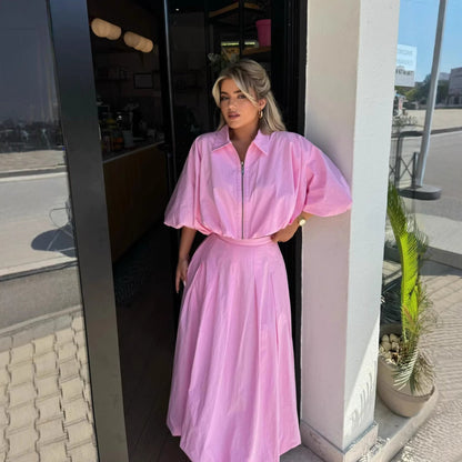 Damen Maxikleid Hochgeschlossen Weit - Eveloria