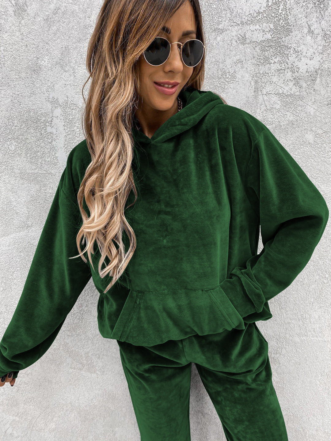 Damen Fleece-Hoodie Kuschelig Lässig Grau Eveloria