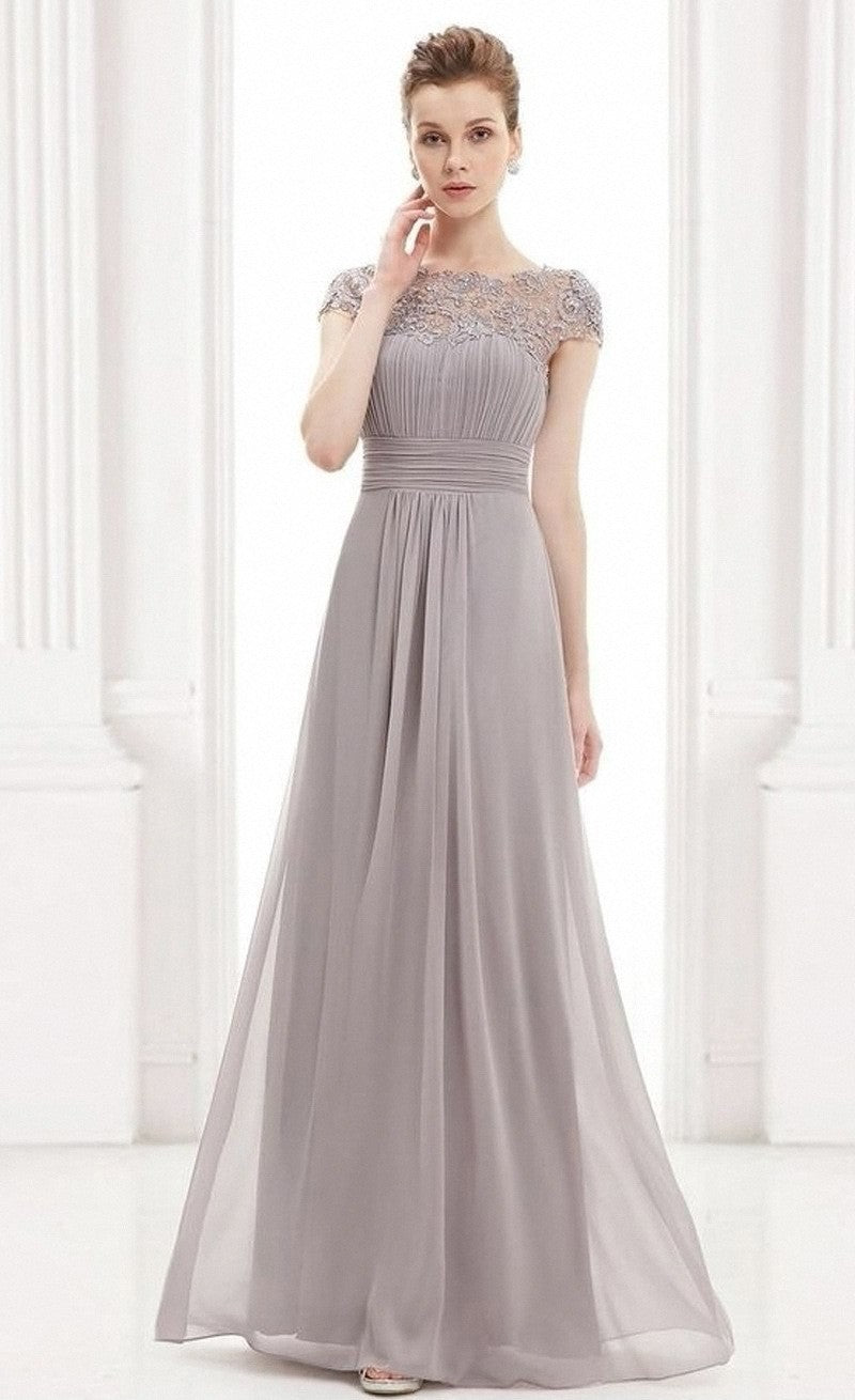 Damen Abendkleid Feine Spitze Fließender Rock Eveloria
