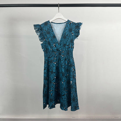 Damen Blumenkleid Elegantes Rüschenkleid mit schwingendem Saum