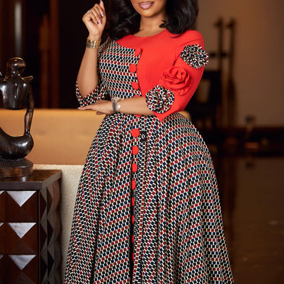 Damen Kleid mit Grafikmuster Mehrfarbig Eveloria - Eveloria