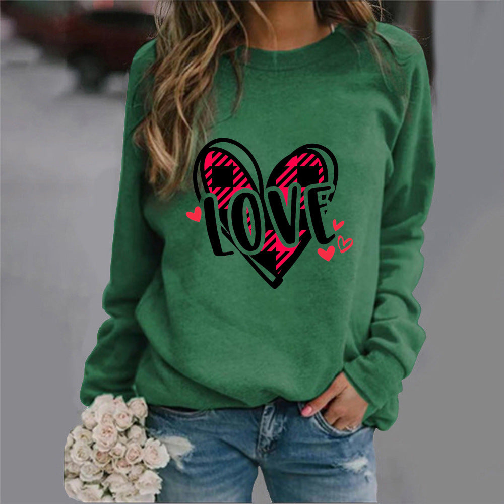 Damen Sweatshirt Herzdesign Lässig Grau Eveloria