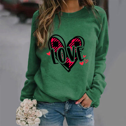 Damen Sweatshirt Herzdesign Lässig Grau Eveloria