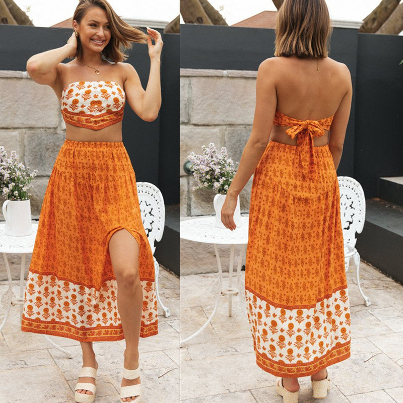 Damen Zweiteiliges Set Bandeau-Oberteil Maxirock - Eveloria
