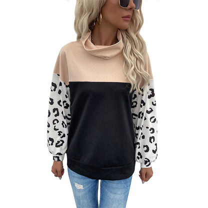 Damen Sweatpullover Animalprint Hoher Kragen Eveloria
