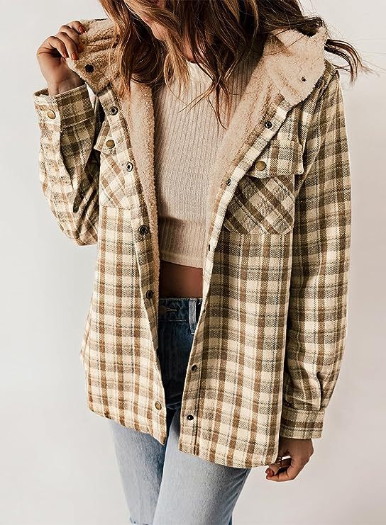 Damen Flanelljacke Gefütterte Kapuze Eveloria