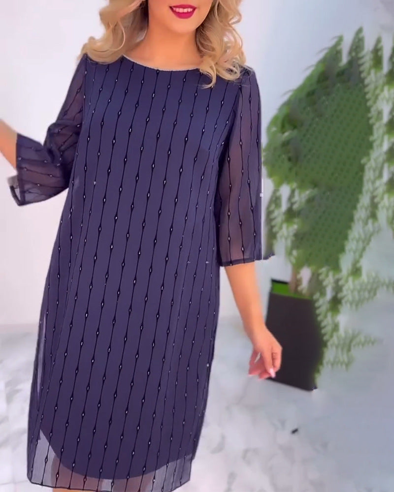 Damen Abendkleid Mit Ärmeln Perlendetails