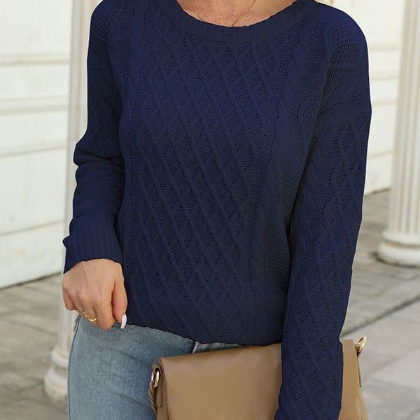 Damen Strickpullover Rautenmuster Eveloria
