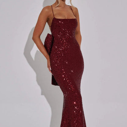 Damen Abendkleid mit Pailletten und Trägern
