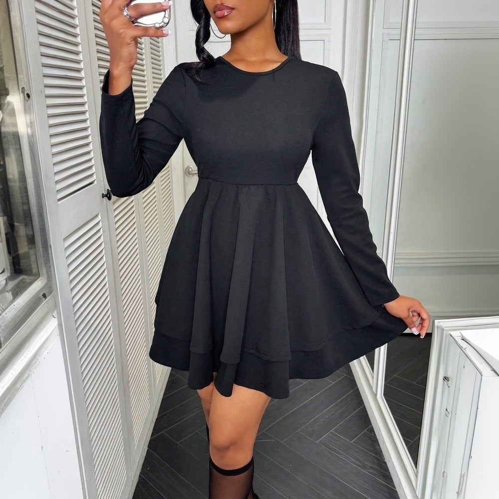 Damen Minikleid Raffungen Lange Ärmel Eveloria