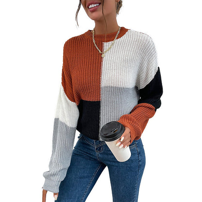 Damen Pullover Blockstreifen-Design Modern Eveloria