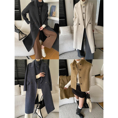 Damen Wollmantel Oversized Doppelter Knopfleiste Eveloria