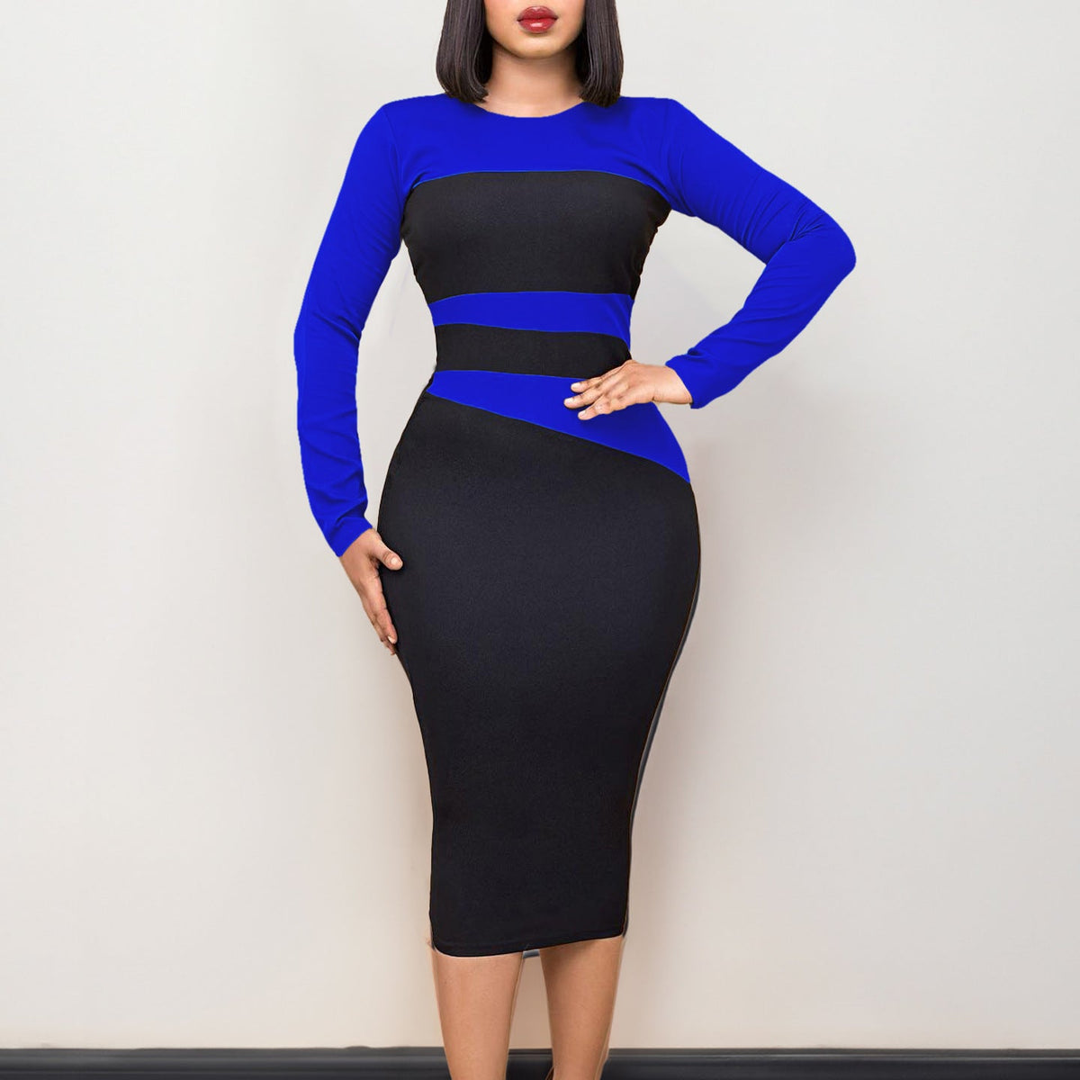 Damen Kleid Geometrisches Design Figurbetont Eveloria