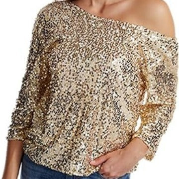 Damen Glitzernde Pailletten Bluse Eveloria - Eveloria