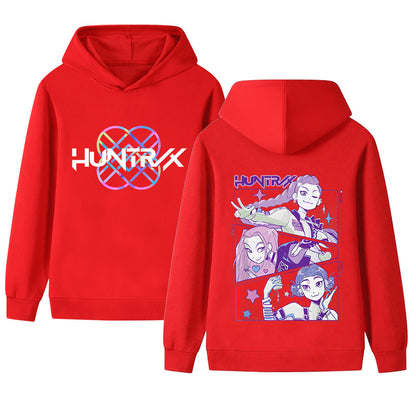 Damen Kapuzensweater Anime-Design Gemütlich Grau Eveloria