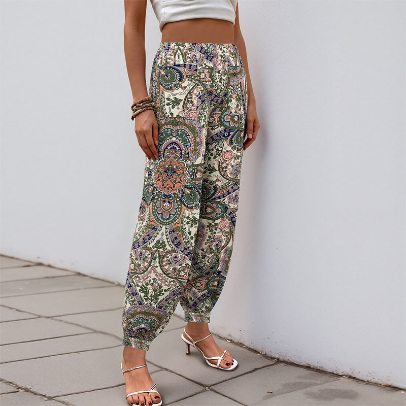 Damen Palazzo-Hose Floralmuster Elastischer Bund Eveloria