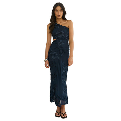 Damen Abendkleid Asymmetrisch Florale Cut-Outs Eveloria