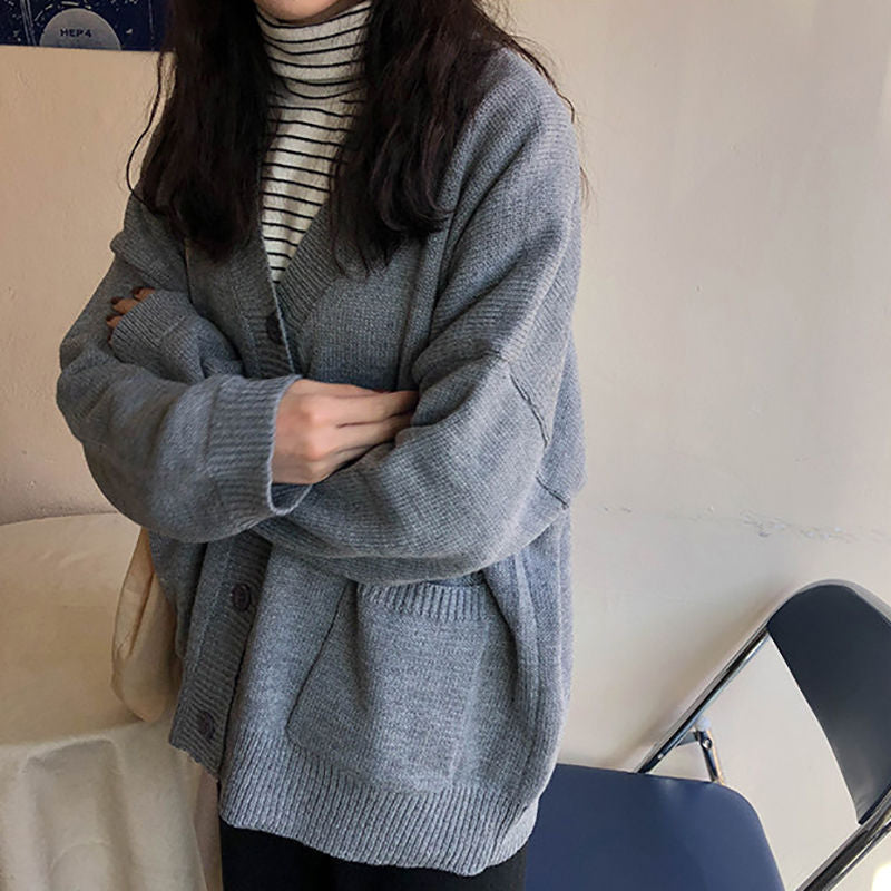 Damen Cardigan Lässiger Schnitt Überschnittene Schultern Beige