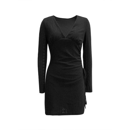Damen Wickelkleid V-Ausschnitt Länge Knie Mit Ärmeln Eveloria