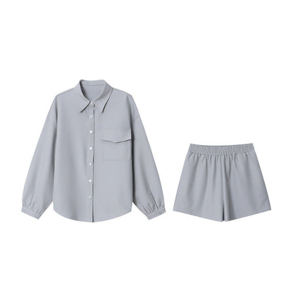 Damen Overshirt Einstellbarer Bund Praktische Taschen Beige Eveloria