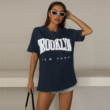 Damen Oversized T-Shirt Brooklyn-Print Eveloria